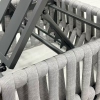 MAJORCA Ξαπλώστρα, Αλουμίνιο με Olefin Rope Γκρι, Μαξιλάρι Ανοιχτό Γκρι 75x195x42cm