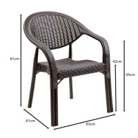 BAMBOO Pro Πολυθρόνα Κήπου - Βεράντας Στοιβαζόμενη, PP-UV (Rattan Look) Καφέ 63x61x81cm