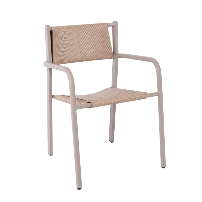 DENVER Set Τραπεζαρία Κήπου, Αλουμίνιο & Rope Wicker Μπεζ, Polywood-Τραπέζι+8 Πολυθρόνες T: 220x97x74, Chair: 56x58x82