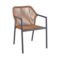 DENVER-DINA Set Τραπεζαρία: 8 Πολυθρόνες + Τραπέζι, Alu Γκρι Polywood & Rope Wicker Φυσικό Table:220x97x74 Chair:56x60x84