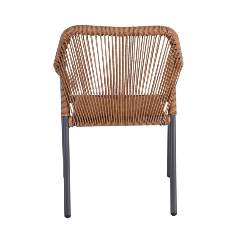 DENVER-DINA Set Τραπεζαρία: 8 Πολυθρόνες + Τραπέζι, Alu Γκρι Polywood & Rope Wicker Φυσικό Table:220x97x74 Chair:56x60x84