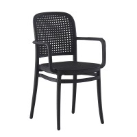 FLORENCE Πολυθρόνα PP Μαύρο, PP Rattan Μαύρο, Στοιβαζόμενη 54x54x84cm