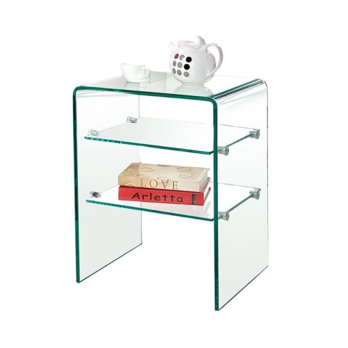 GLASSER Κομοδίνο Clear  2 Ράφια - Γυαλί 10mm / 6mm 50x40x58cm
