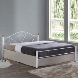 LAZAR Κρεβάτι Διπλό, για Στρώμα 150x200cm, Μέταλλο Βαφή Άσπρο 158x210x95cm