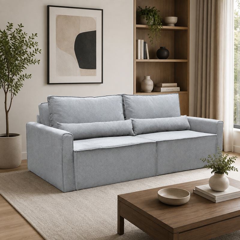 LIDRA Καναπές – Κρεβάτι 3Θέσιος, Ύφασμα Γκρι Sofa:220x110x90 Bed:137x196cm