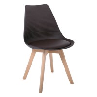 Σετ4ΤεμMARTIN STRIPE Καρέκλα Ξύλινο Πόδι, PP Καφέ 49x56x82cm