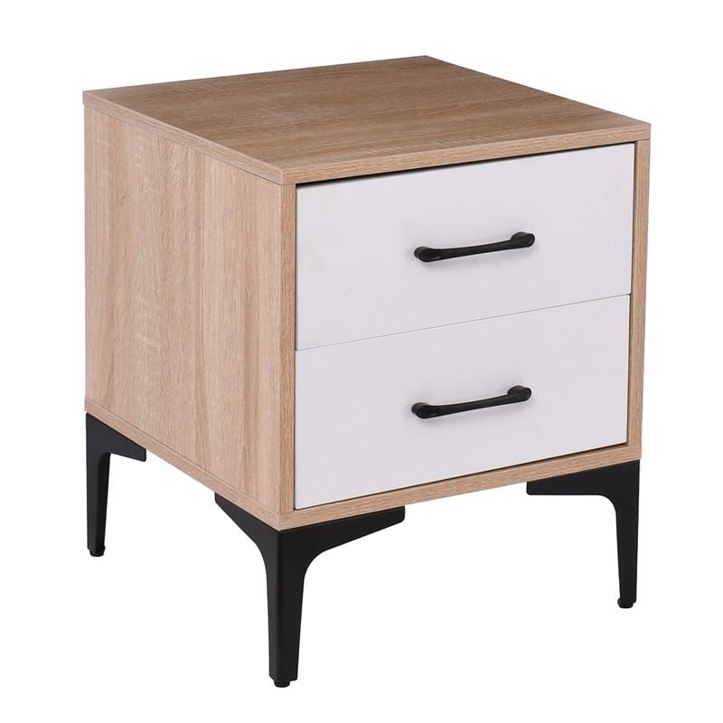 MERRANO Κομοδίνο με 2 Συρτάρια Απόχρωση Sonoma-Άσπρο 40x40x48cm