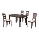 MILLER Set Τραπεζαρία Κουζίνας Ξύλινη Επεκτεινόμενο Τραπέζι + 4 Καρέκλες Σκ.Καρυδί-PVC Εκρού  Table120+30x80x74Chair45x52x97