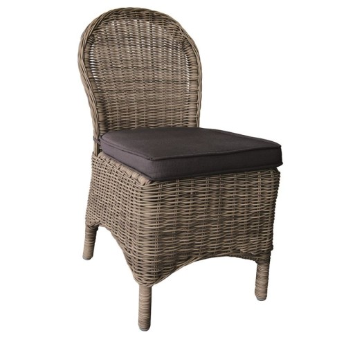 Σετ2ΤεμMONTANA Καρέκλα Τραπεζαρίας Κήπου ALU, Φ5mm Round Wicker Grey Brown, Μαξιλάρι Ανθρακί 48x65x91cm