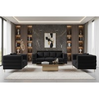 MORRIS Set Σαλόνι - Καθιστικό 3θέσιος + 2θέσιος + Πολυθρόνα Ύφασμα Teddy Μαύρο Set: 3Seater+2Seater+1Seater