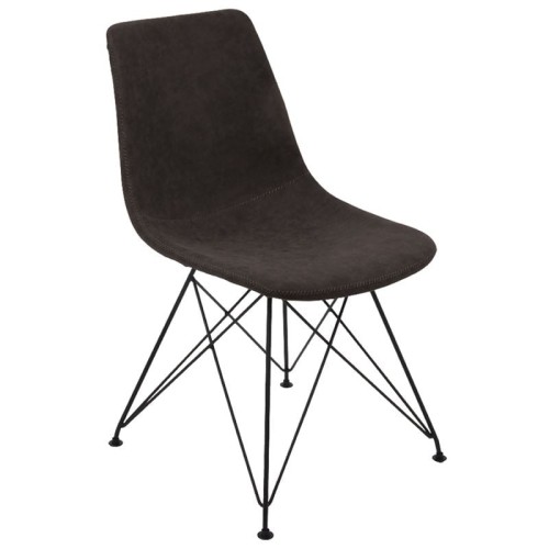 Σετ4ΤεμPANTON Καρέκλα Μέταλλο Βαφή Μαύρη, PU Vintage Black 43x57x81cm