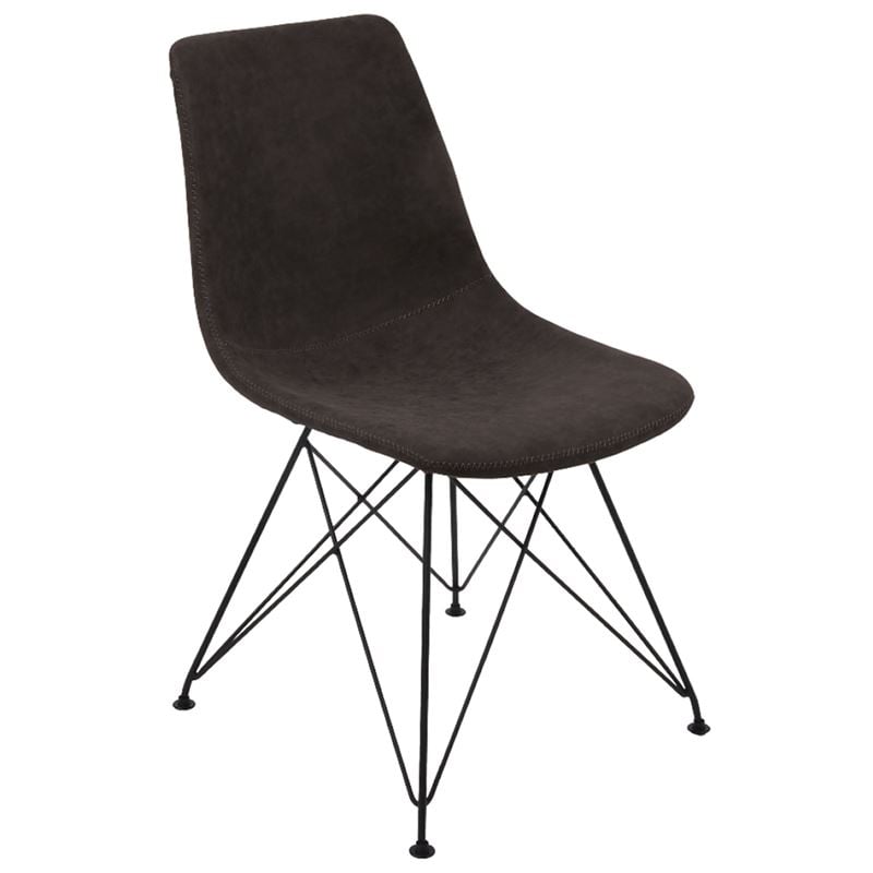 Σετ4ΤεμPANTON Καρέκλα Μέταλλο Βαφή Μαύρη, PU Vintage Black 43x57x81cm