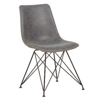 Σετ4ΤεμPANTON Καρέκλα Μέταλλο Βαφή Μαύρη, PU Vintage Grey 43x57x81cm