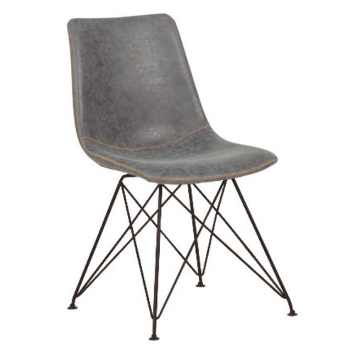 Σετ4ΤεμPANTON Καρέκλα Μέταλλο Βαφή Μαύρη, PU Vintage Grey 43x57x81cm