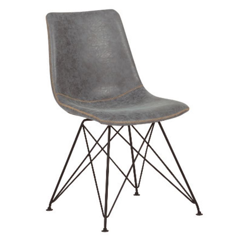 Σετ4ΤεμPANTON Καρέκλα Μέταλλο Βαφή Μαύρη, PU Vintage Grey 43x57x81cm