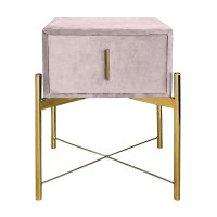 PASSION  Κομοδίνο με 1 Συρτάρι, Ύφασμα Velure Απόχρωση Cappuccino 51x40x65cm
