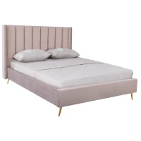 PASSION  Κρεβάτι Διπλό για Στρώμα 160x200cm, Ύφασμα Velure Απόχρωση Cappuccino 171x227x120cm