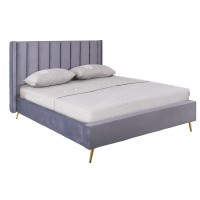 PASSION  Κρεβάτι Διπλό για Στρώμα 160x200cm, Ύφασμα Velure Απόχρωση Γκρι 171x227x120cm
