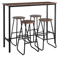 PUB Set Bar Τραπέζι + 4 Σκαμπό, Μέταλλο Βαφή Ανθρακί - Antique Brown Tab:120x40x100 Stool:Φ30 H.74