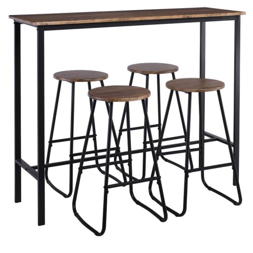 PUB Set Bar Τραπέζι + 4 Σκαμπό, Μέταλλο Βαφή Ανθρακί - Antique Brown Tab:120x40x100 Stool:Φ30 H.74