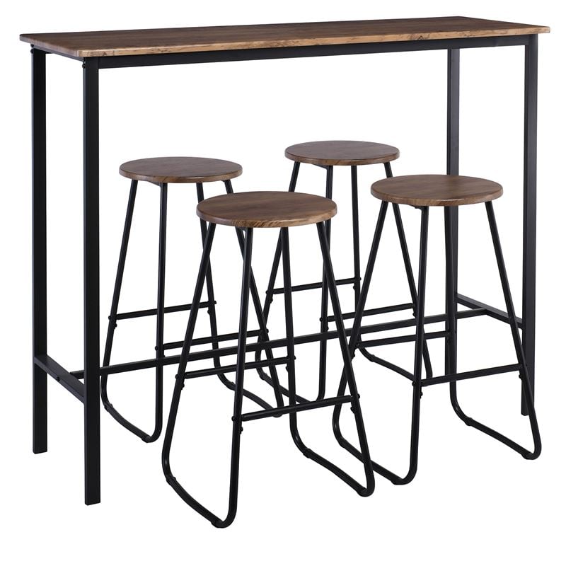 PUB Set Bar Τραπέζι + 4 Σκαμπό, Μέταλλο Βαφή Ανθρακί - Antique Brown Tab:120x40x100 Stool:Φ30 H.74