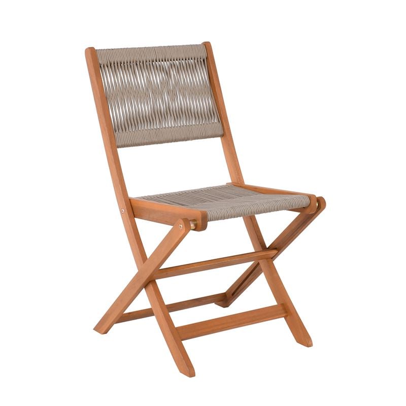 Σετ2ΤεμSPRING Καρέκλα Πτυσσόμενη Βεράντας - Κήπου, Ξύλο Ακακία Φυσικό, Rope Wicker Μπεζ 47x58x85cm