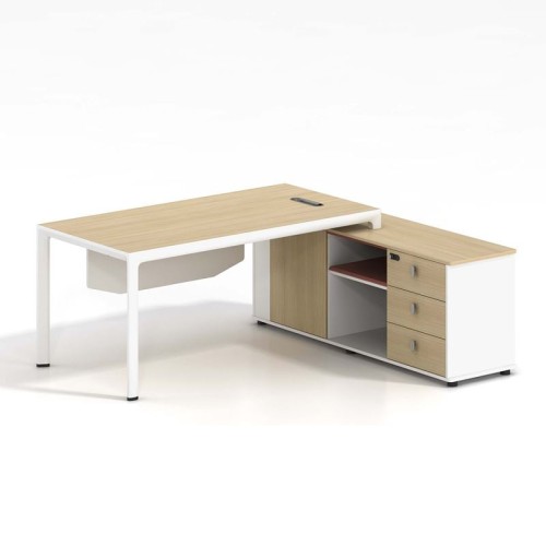 THESIS Γραφείο Δεξιά Γωνία, Απόχρωση Beech - Άσπρο 160x80x75/160x40x65cm