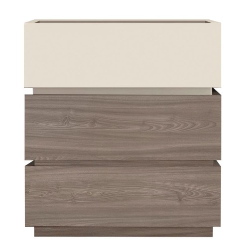 VANITY Κομοδίνο 3 Συρτάρια Αποχρώσεων Sonoma Oak & Cream, με Αποσπώμενα χρωματικά Μέρη 60x40x66cm