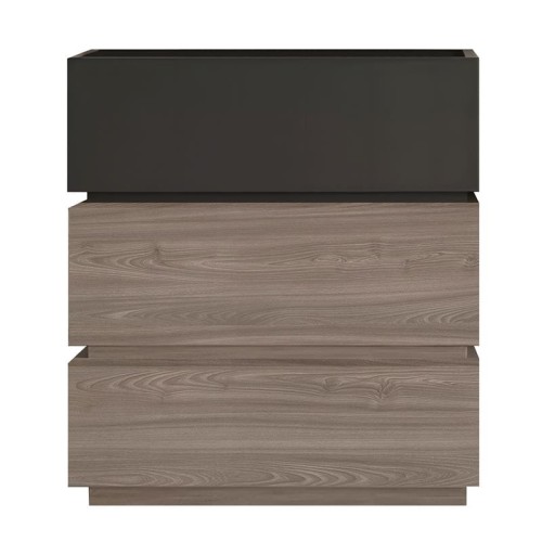 VANITY Κομοδίνο 3 Συρτάρια Αποχρώσεων Sonoma Oak & Grey, με Αποσπώμενα χρωματικά Μέρη 60x40x66cm