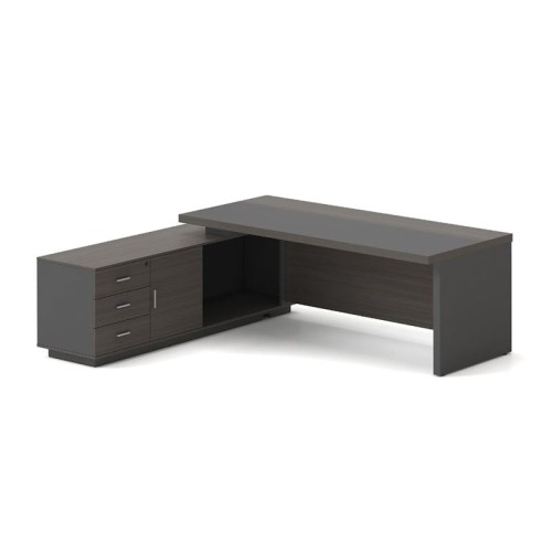 VIP Γραφείο Αριστερή Γωνία, Απόχρωση Grey Walnut 180x90x75/180x50x62 cm