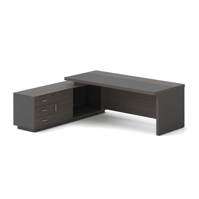 VIP Γραφείο Αριστερή Γωνία, Απόχρωση Grey Walnut 180x90x75/180x50x62 cm