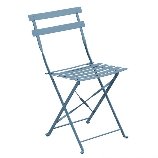 Σετ-2Τεμ.ΖΑΠΠΕΙΟΥ Pantone Καρέκλα Κήπου-Βεράντας, Πτυσσόμενη, Μέταλλο Βαφή Sandy Blue 5415C 40x51x77cm