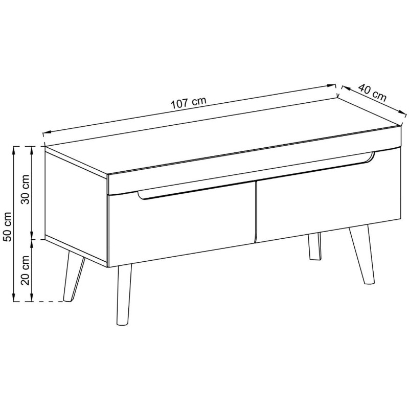 Έπιπλο Τηλεόρασης Nordi Λευκό+Higloss λευκό+Riviera 107x50x40cm