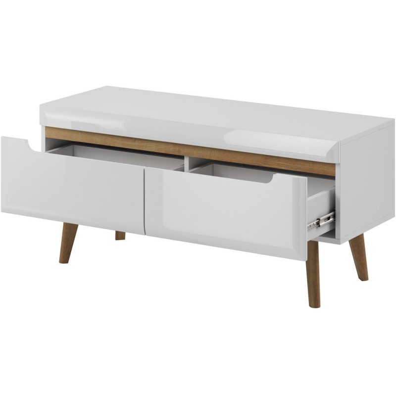 Έπιπλο Τηλεόρασης Nordi Λευκό+Higloss λευκό+Riviera 107x50x40cm