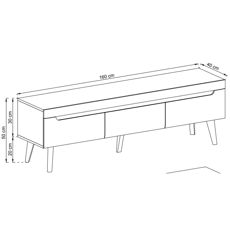 Έπιπλο τηλεόρασης 02103-PR Λευκό+Riviera 160x50x40cm