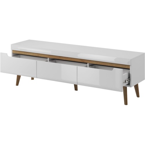 Έπιπλο τηλεόρασης Nordi Λευκό + Higloss λευκό + Riviera 160x50x40cm
