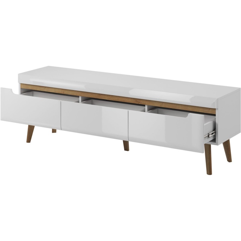 Έπιπλο τηλεόρασης Nordi Λευκό + Higloss λευκό + Riviera 160x50x40cm
