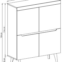 Μπουφές Nordi Λευκό+Higloss λευκό+Riviera 107x134x40cm