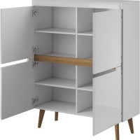 Μπουφές Nordi Λευκό+Higloss λευκό+Riviera 107x134x40cm
