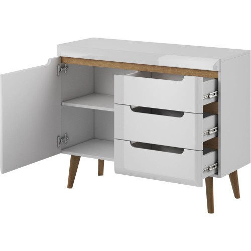 Μπουφές Nordi με συρτάρια Λευκό+λευκό Higloss +Riviera 107x83x40cm