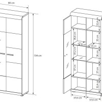 Βιτρίνα 36134-LN-HV Φυσικό 80X194X37cm