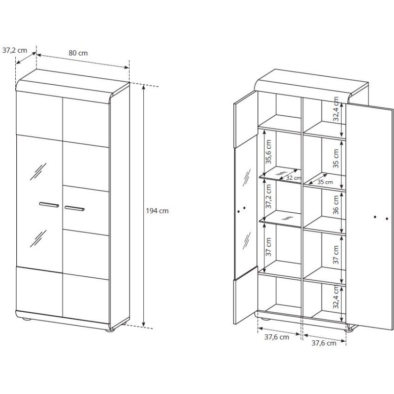 Βιτρίνα 36134-LN-HV Φυσικό 80X194X37cm