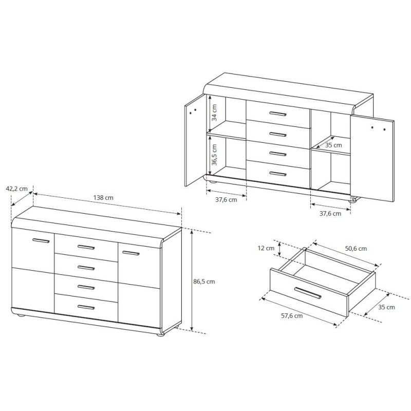 Μπουφές 36134-LN-21 Φυσικό 140X86.5X42cm