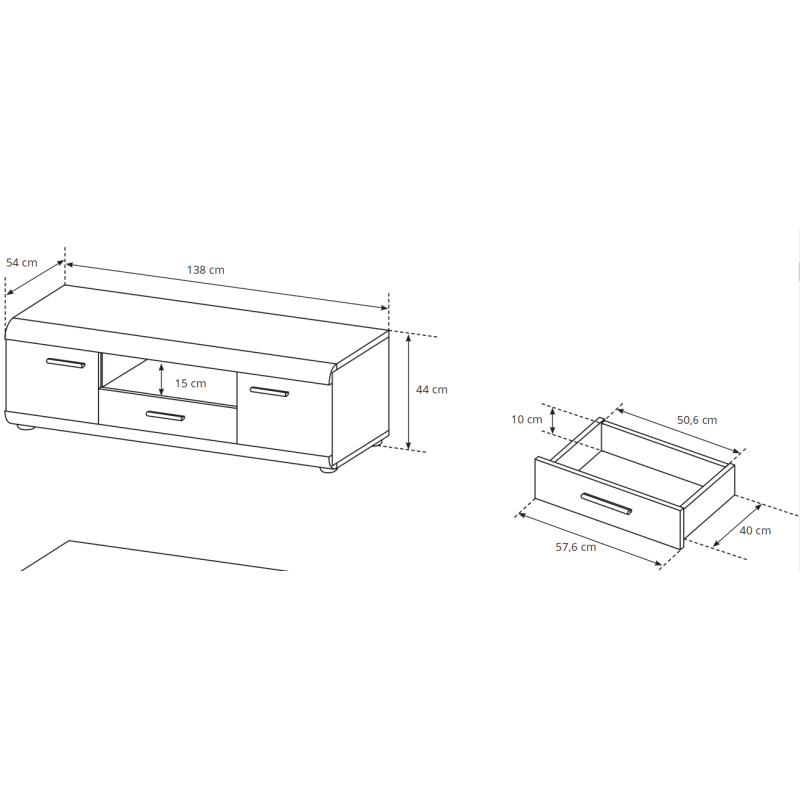 Έπιπλο τηλεόρασης 36134-LN-TV Φυσικό 140X44X54cm