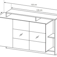 Μπουφές Alva Ανθρακί+ φυσικό golden craft 155x93.5x44cm