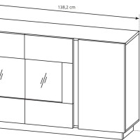 Μπουφές 36146-ARCW-21V Λευκό+Λευκό High Gloss+Grandson 138,2x90,5x40cm