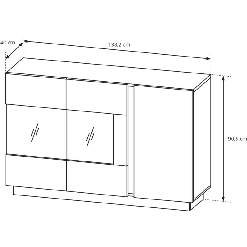 Μπουφές 36146-ARCW-21V Λευκό+Λευκό High Gloss+Grandson 138,2x90,5x40cm