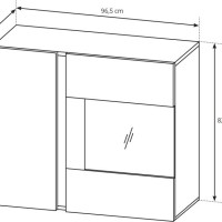 Κρεμαστή Βιτρίνα 36146-ARCW-WV Λευκό+Λευκό High Gloss+Grandson 96,5x82,5x40cm