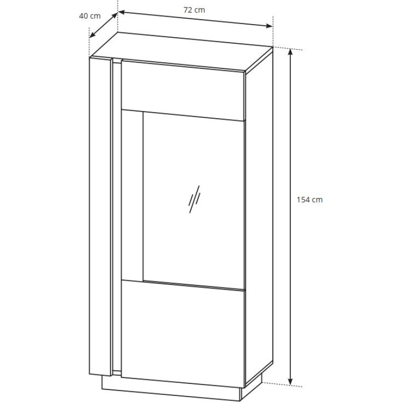 Βιτρίνα 36146W-ARC-SV Λευκό+Λευκό High Gloss+Grandson72x154x40cm