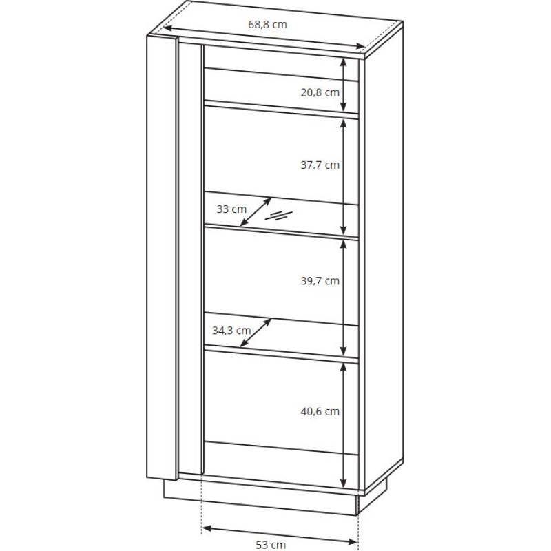 Βιτρίνα 36146W-ARC-SV Λευκό+Λευκό High Gloss+Grandson72x154x40cm